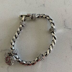 Brighton Elegant Silver and Pink Heart Bracelet